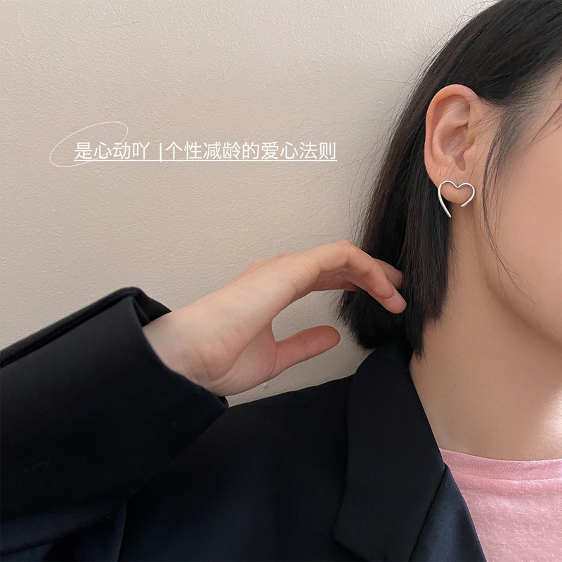 Anting Tusuk Sterling Silver 925 Desain Hati Simple Cantik Untuk Wanita