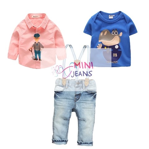 Minijeans Working Hippo Set Suspender 3in1