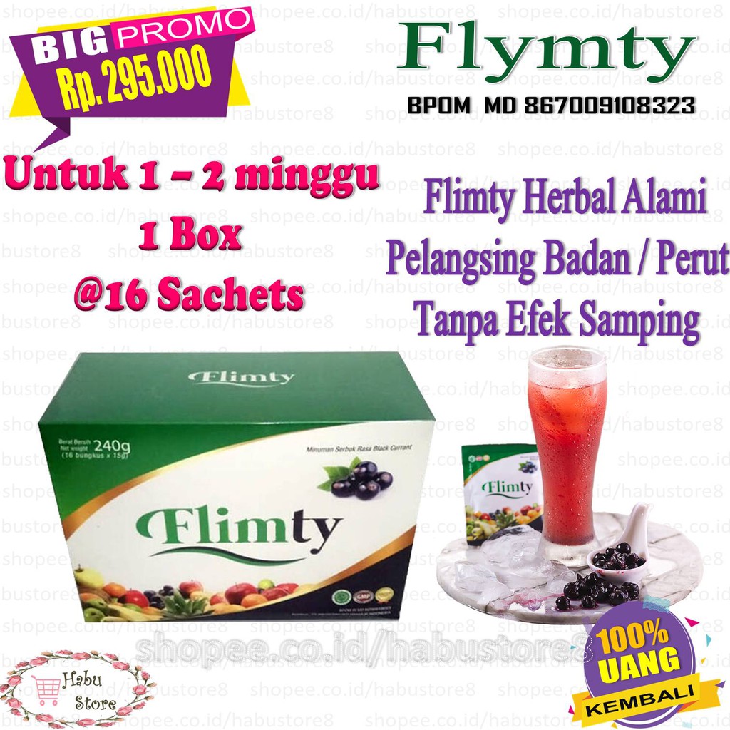 Obat Pelangsing Herbal - Flimty Fiber Pelangsing 1 box Original BPOM - Obat Diet Ampuh Pria Wanita