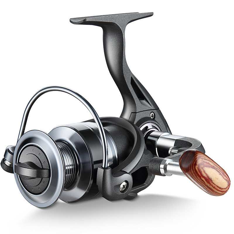 Gulungan Tali Senar Reel Pancing Spinning Fishing Reel 4.7:1 Gear Ratio Zinc Alloy Kayu QIDA ZH5000 Series - 7RTH82BK