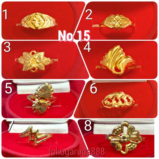 Cincin No 15anak dan dewasa emas asli kadar 700 70% 22 0.5 setengah g gr gram ukir z cantik