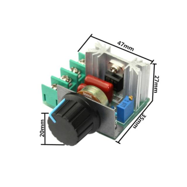 Dimmer LED Lampu Heater Motor Speed Controller AC 220V 16A 2000w