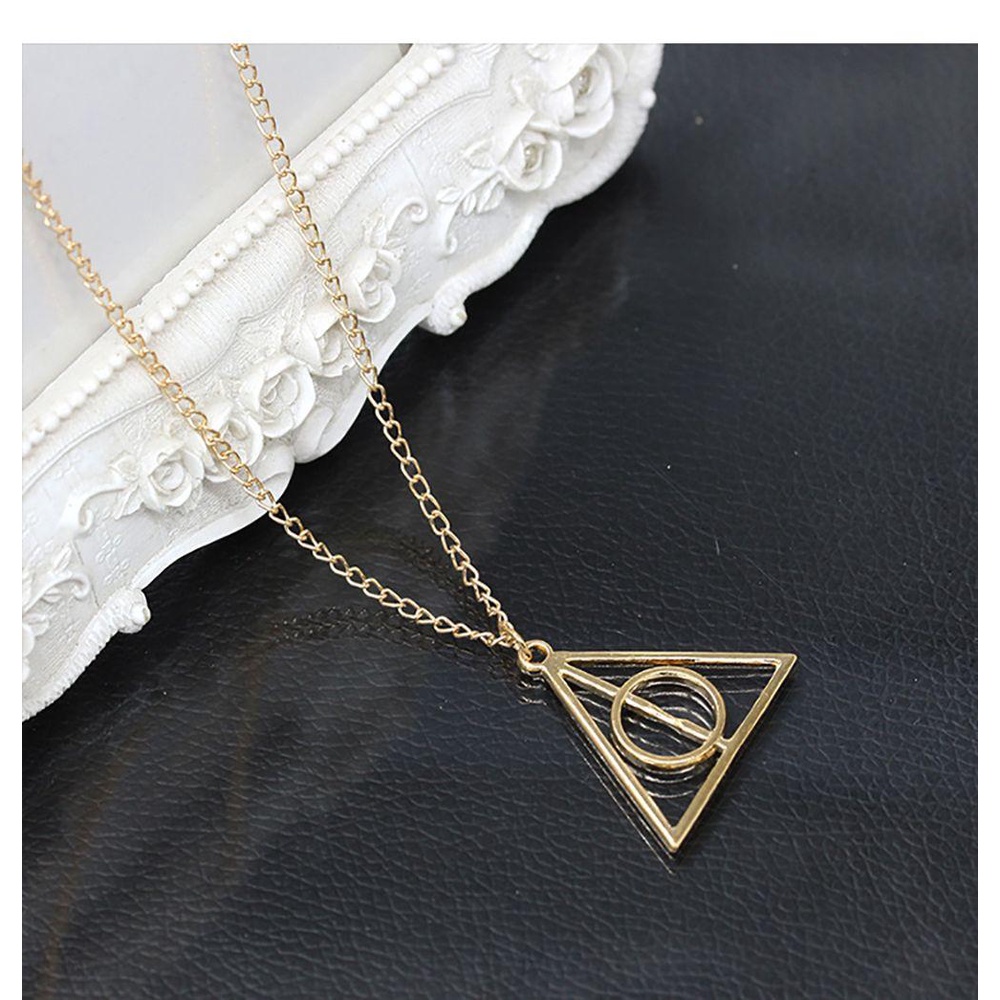 Needway Film Kalung Yang Dapat Diputar Populer Liontin Deathly Hallows Perempuan Choker Pria Kalung