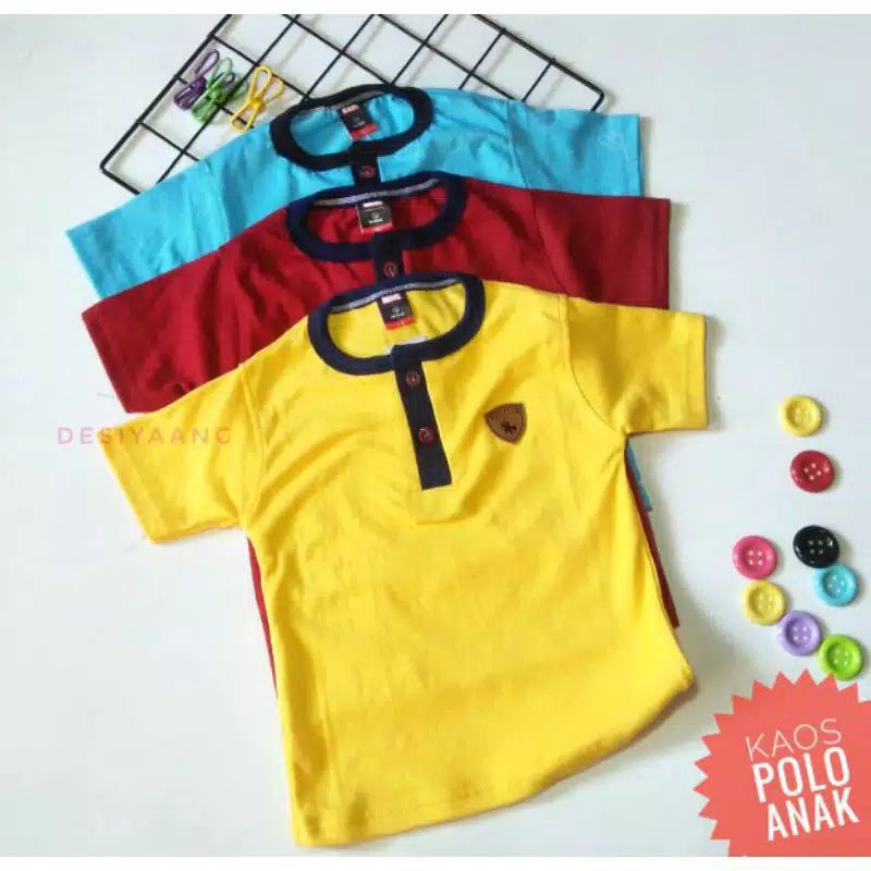 Kaos Polo Kancing Anak laki laki Size XL Usia 8 9 10 Tahun