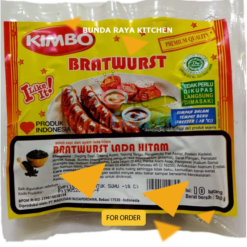 

SOSIS KIMBO LADA HITAM / Sosis Sapi Bratwurst Lada hitam isi 10