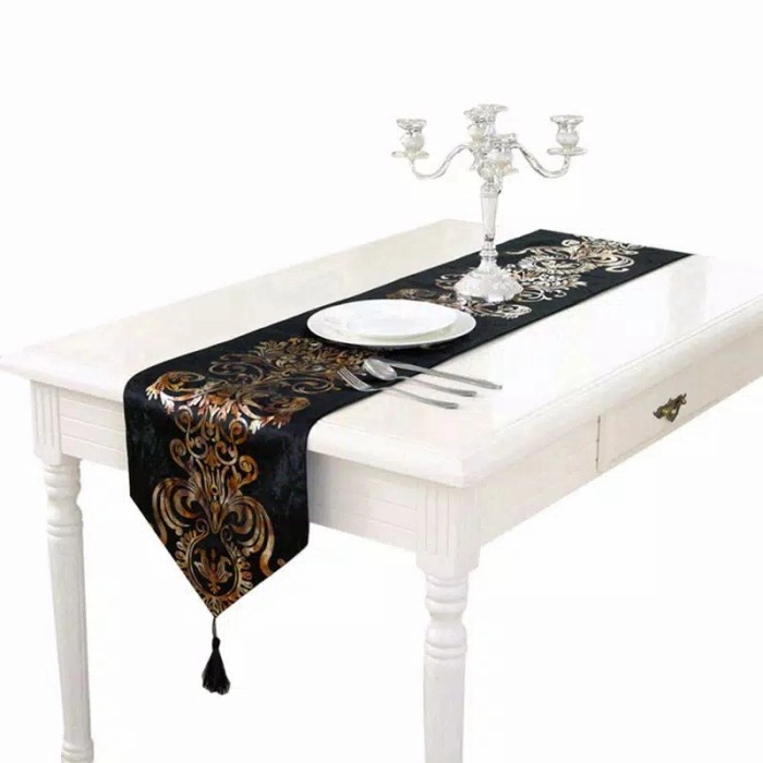 table runner panjang - Bed Runner Bludru Suede Mewah 250 cm - abu abu