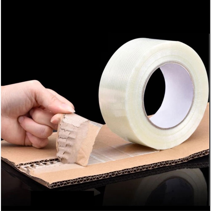 GS8u Yx Lakban Super Strong Grid Fiber Tape 20mm 25 Meter - Gf25m - White Or-i