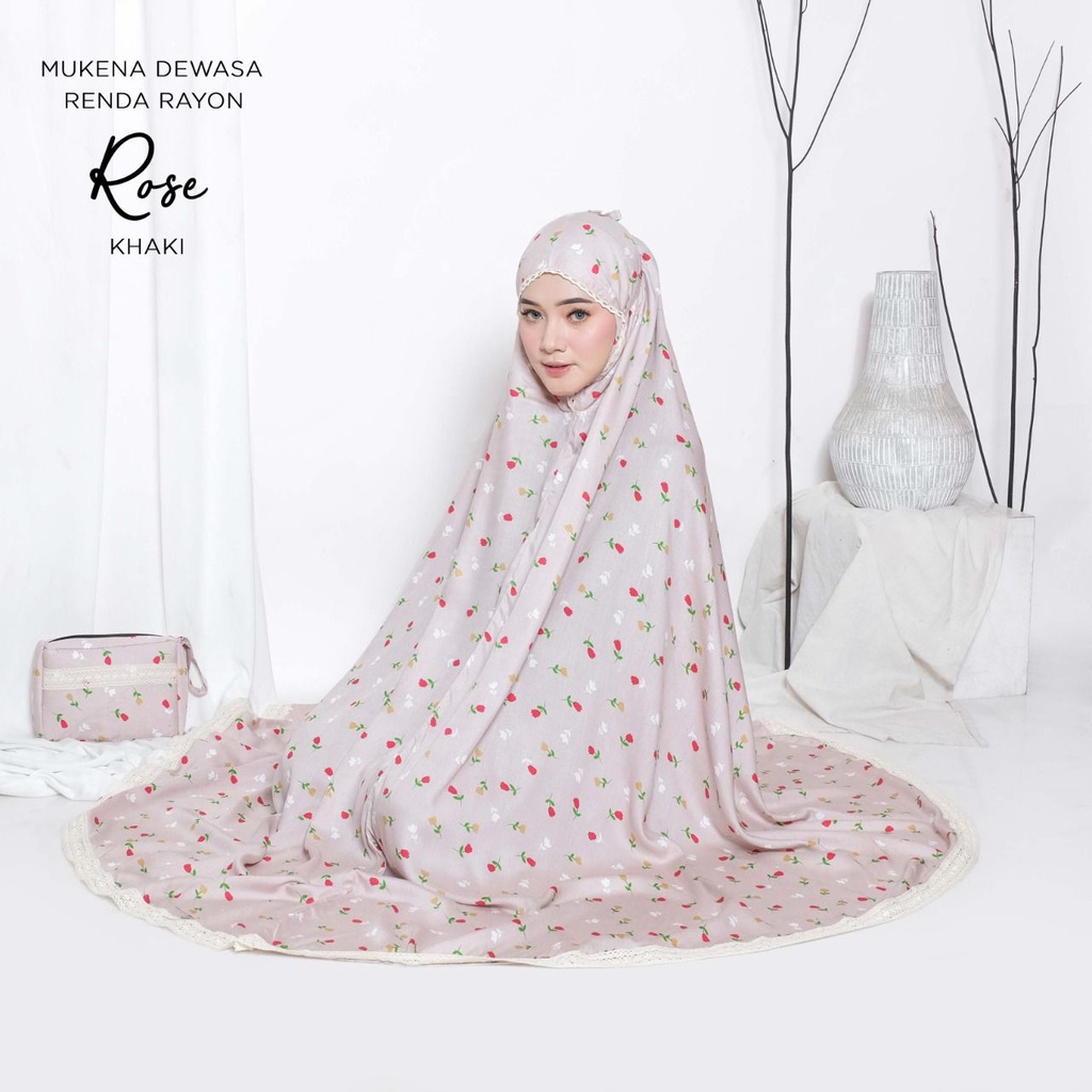 PUSAT MUKENA TASIK - MUKENA DEWASA RAYON RENDA MOTIF ROSE