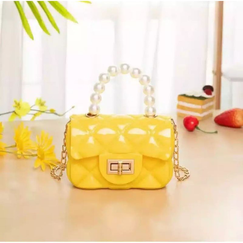 tas selempang wanita jelly mini mutiara