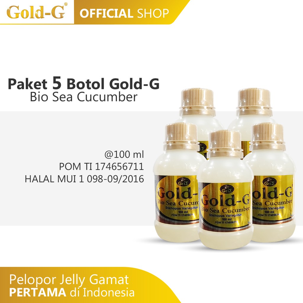 Gold G  Paket Combo 5 Botol  Jelly Gamat Gold G  Bio  Sea 