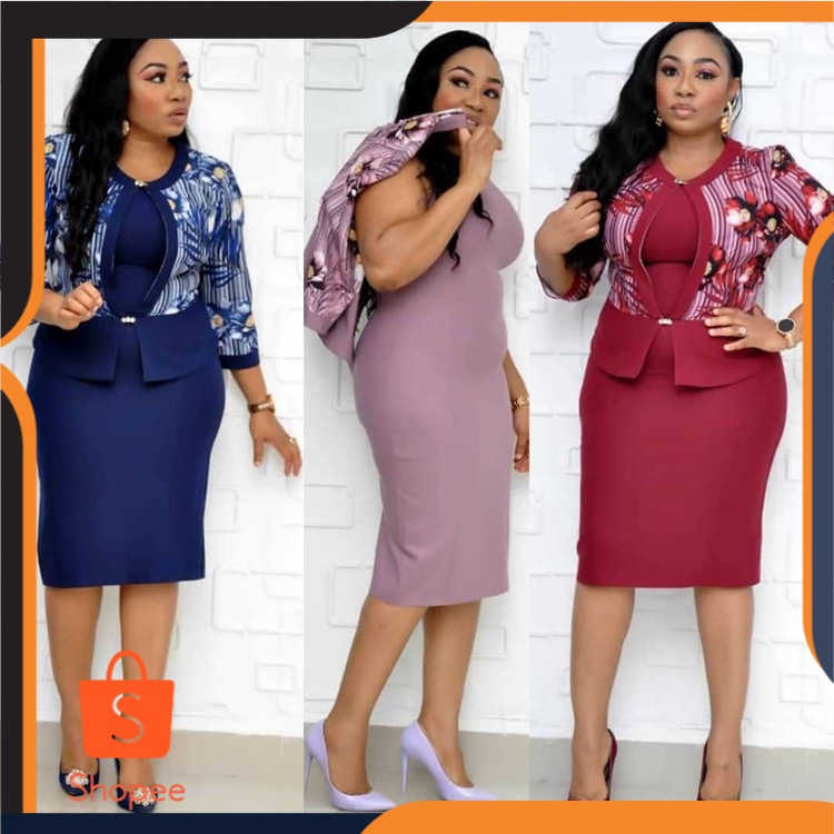 Jumbo Dress XL 5XL Afrika Plus Ukuran  Wanita Dua Piece Suit Ibu Mantel cetak Gaun Jx004