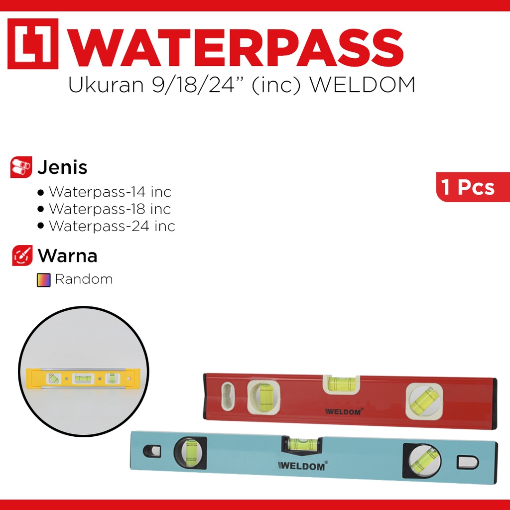 Water Pass Waterpass Magnet Aluminium - 14'' / 18&quot; / 24'' In - Weldom