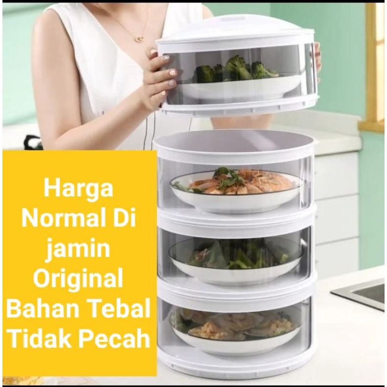 Ready  [COD] Food Cover Layer Penutup Makanan Tudung Saji Tutup Sayur Susun 4 Tingkat ASLI