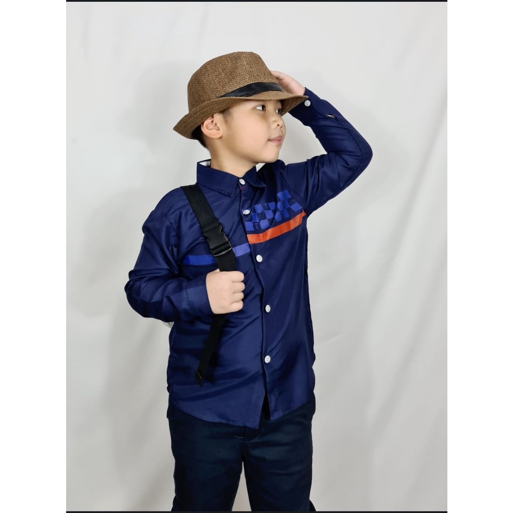 JOSJOLI_STORE/Kemeja Kids Brian/Fashion Anak Laki-Laki Kekinian/Ideal Usia 7-8 Tahun