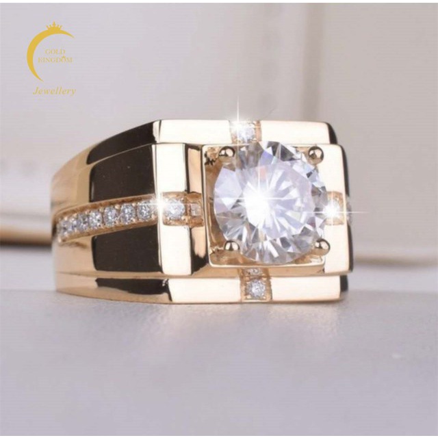 Cincin Pria Electroplating Hias Batu Permata Kristal Berlian Cicin Emas titanium Punk