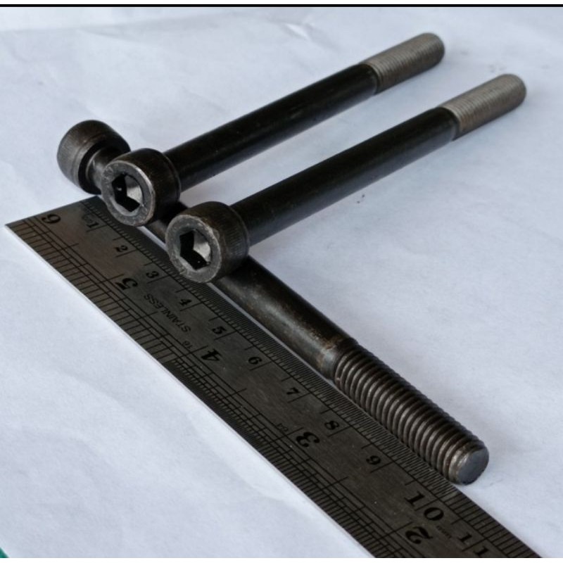BAUT L M8X100 BAJA / BAUT L BAJA M8 X 100 / BAUT L BAJA M8X100 BAUT L 8X100 10CM HALF DRAT KUNCI L6