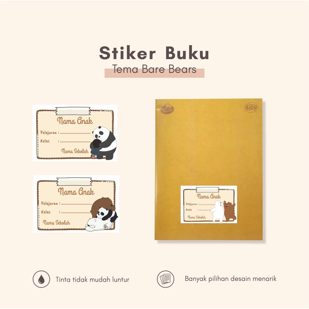 

(30pcs)murah dapat banyak Stiker dan label buku pelajaran Tema BARE BEARS