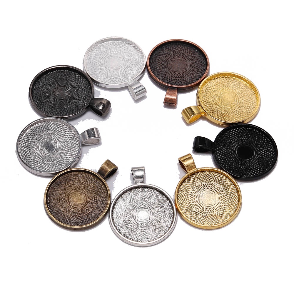 10pcs/lot 25 mm Baki liontin baki dasar cabochon digunakan untuk membuat liontin kalung diy