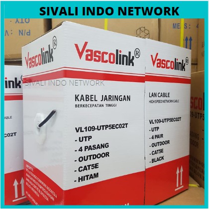 1 ROLL VASCOLINK KABEL LAN UTP CAT5E OUTDOOR  305 METER  HITAM