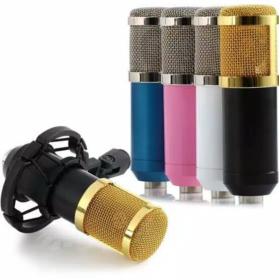 Microphone Studio Gold Professional Pro Condenser Paket Recording Full Set Original Taffware BM-800