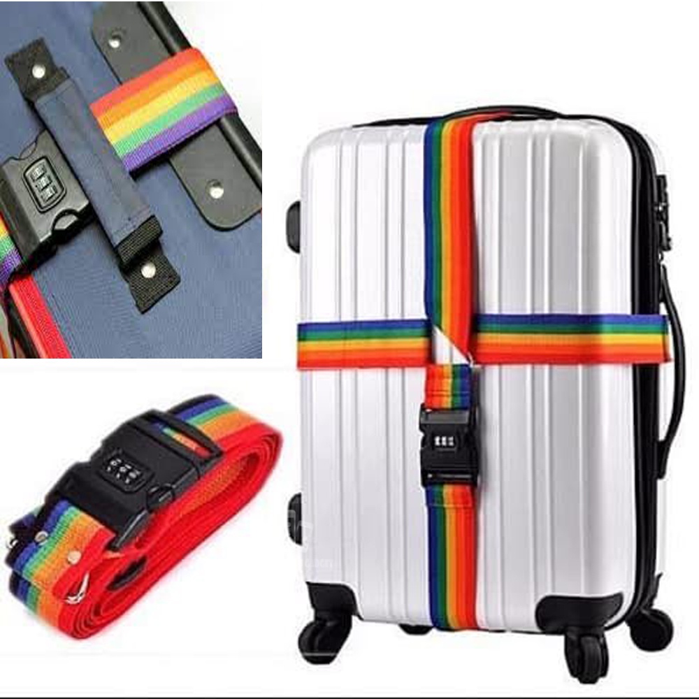 Sabuk Koper Luggage Strap Belt Travel Rainbow Tali Koper Pengaman Kunci Pin Angka SABUK PENGAMAN