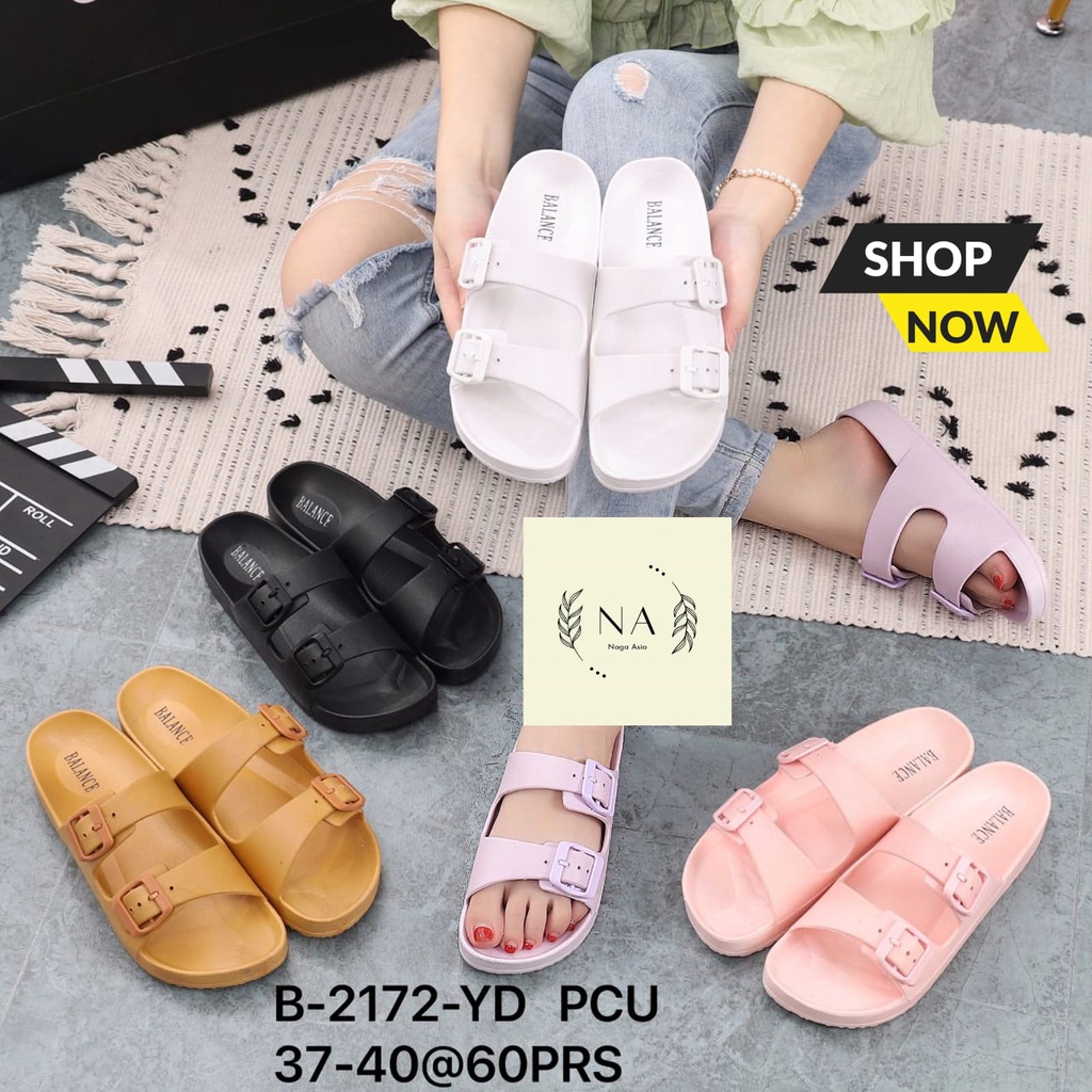 SANDAL SELOP KOREA BAN 2 GESPER CEWEK BALANCE B-2172B ukuran (37-40)