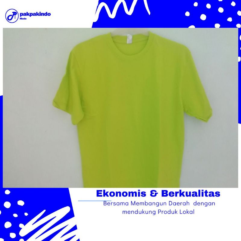 BAYAR DITEMPAT - BAJU KAOS POLOS HIJAU STABILO COTTON COMBED 30 S PREMIUM LENGAN PENDEK PRIA WANITA 