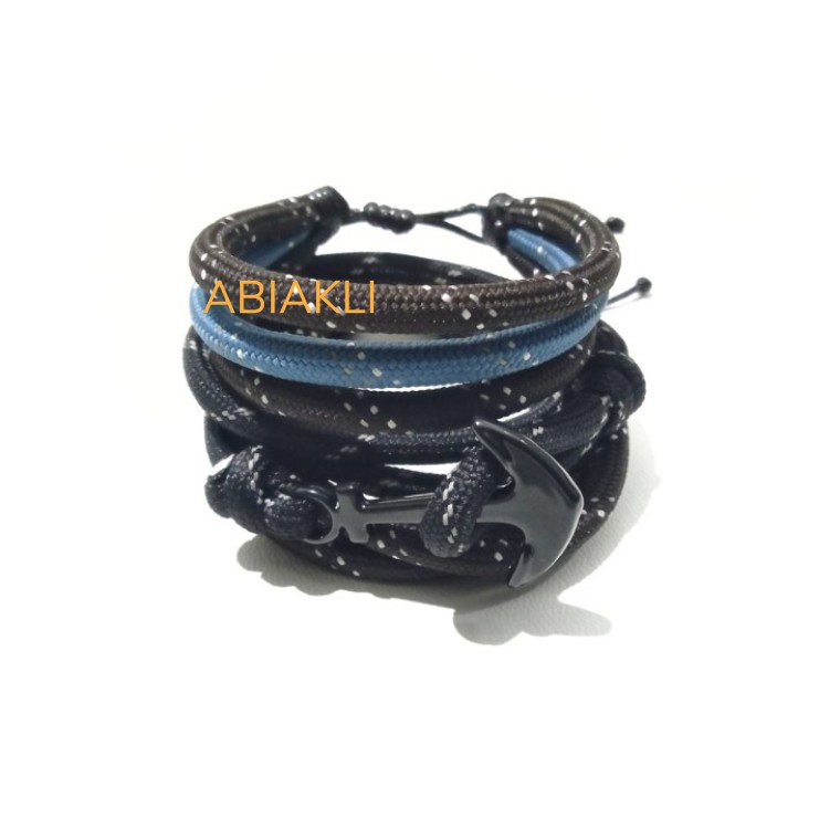 Gelang tangan pria wanita set 3pcs basic warna darkblue vintage ab983
