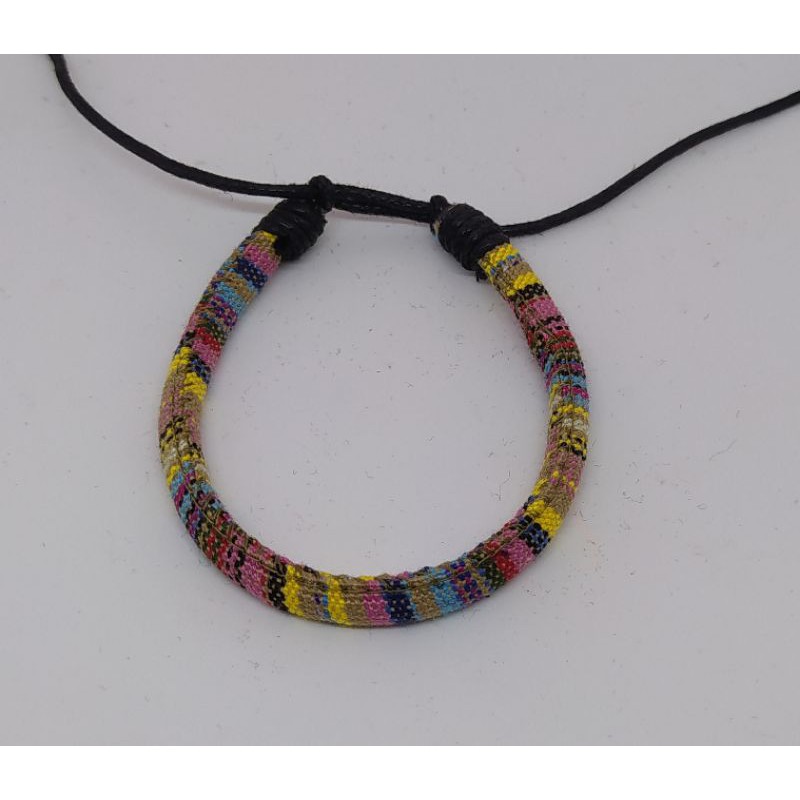 Gelang Tenun Etnik Songket Gelang Rajut Unik Motif Kain Harga Grosir Langsung Pengrajin-Cokelat Kuning