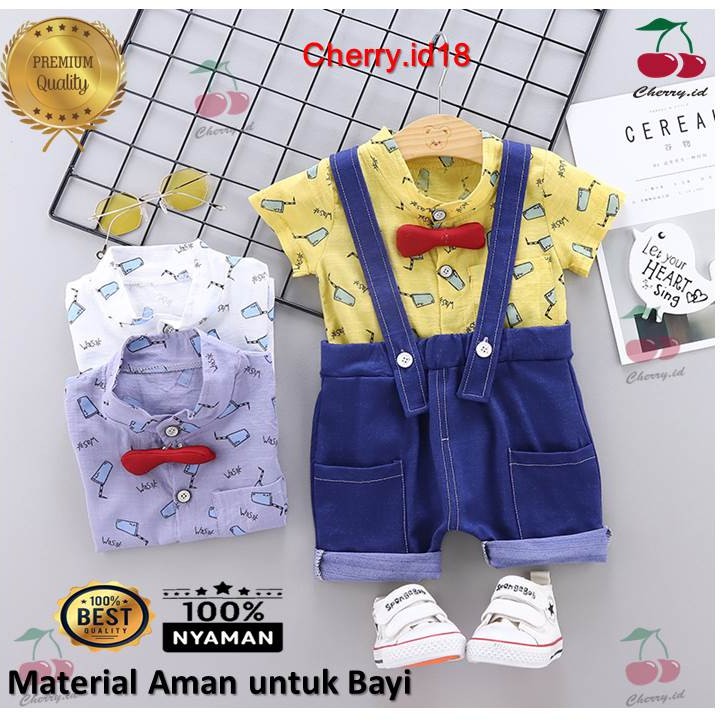 (6Bln-3Thn) COD Baju Overall Bayi / Baju Overall Anak / Baju Kodok Anak / Setelan Baju Anak Import - Motif Botol JL02