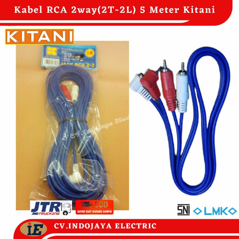 Kabel AUDIO RCA 2 K 2 Male Merk KITANI ( Cable RCA ) Panjang 5m