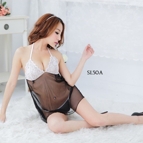 [PALING LARIS] LINGERIE SEXY BAJU TIDUR WANITA NIGHTGOWN LACE HITAM SL50A