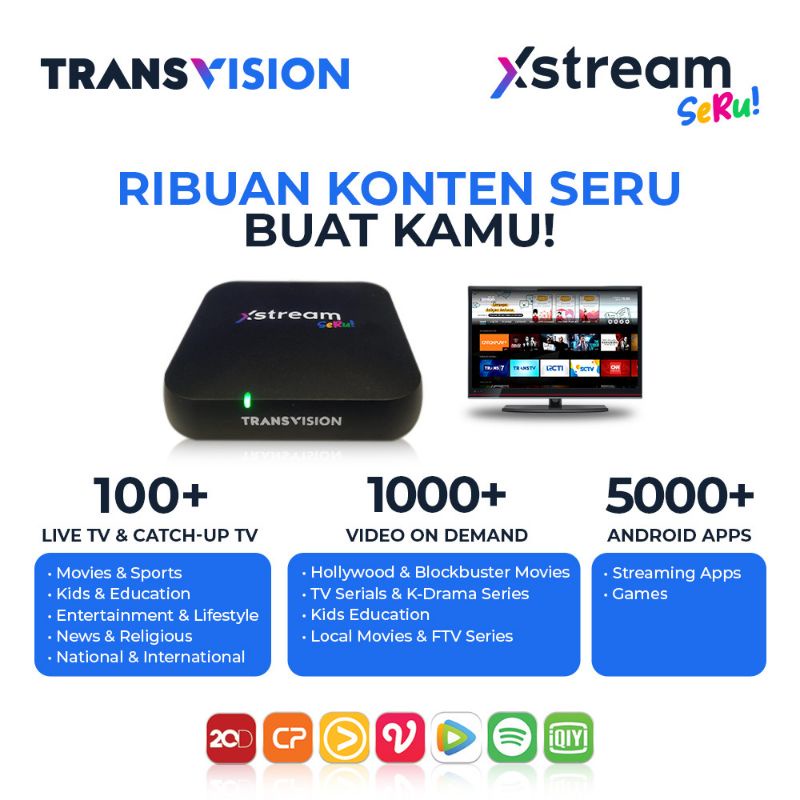 Android TV Box TRANSVISION XSTREAM SERU + FREE ALL CHANNEL 3 Bulan