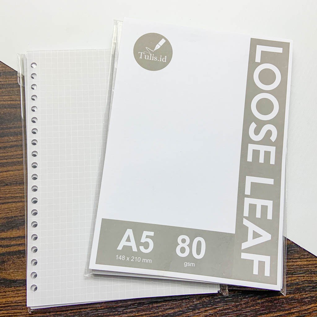 

[TULIS.ID] Basic Gray Paper Loose Leaf Whitelines A5 80 Gsm Binder Paper Blank Ruled Dotted Grid