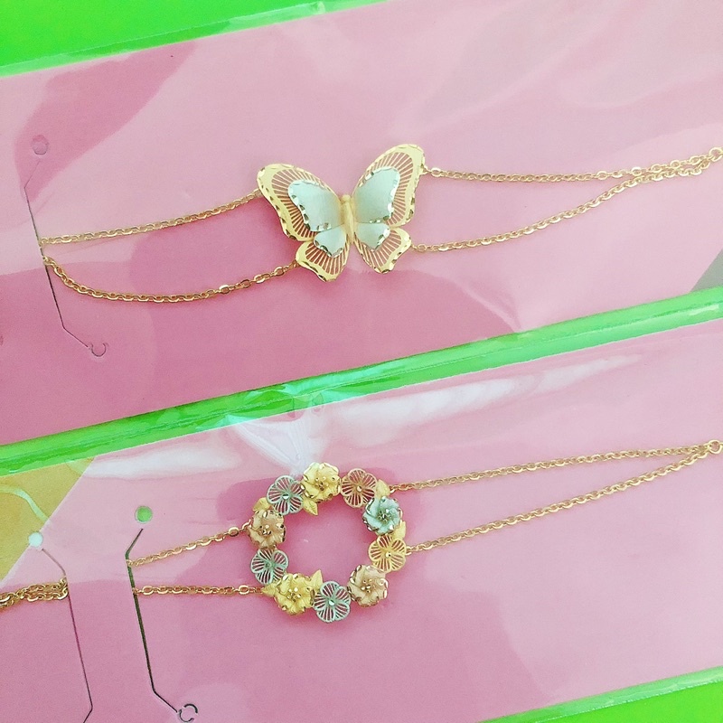 Gelang Serut Rantai 2 layer UBS Millie Molly: Kupu dan Bunga