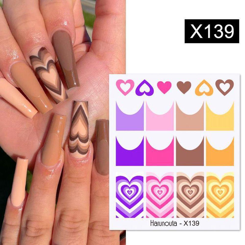 Solighter 1lembar Stiker Kuku Kupu-Kupu Wanita Decals Motif Bunga Geometris Dekorasi Nail Art