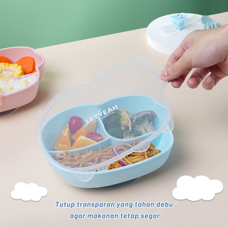 Letyeah &amp; Anantagt Piring Makan Anak Set Anti Selip/Piring mangkuk Balita Bayi Lucu Karakter/Feeding Set BPA Free