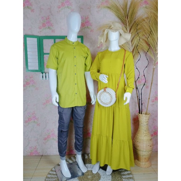 Baju Couple Pasangan Kemeja Pendek Dress Gamis Kondangan