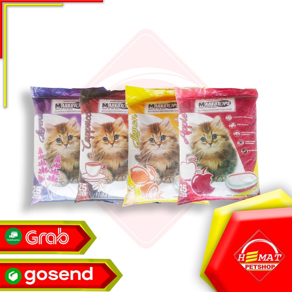 [GOSEND] Pasir Kucing Gumpal Markotops 25 Liter cat sand Wangi Markotop 25 ltr