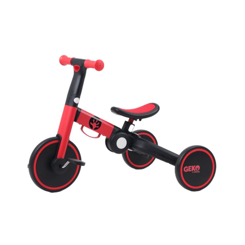 Geko 5 In 1 Balance Bike with Stick Sepeda Anak Red Merah