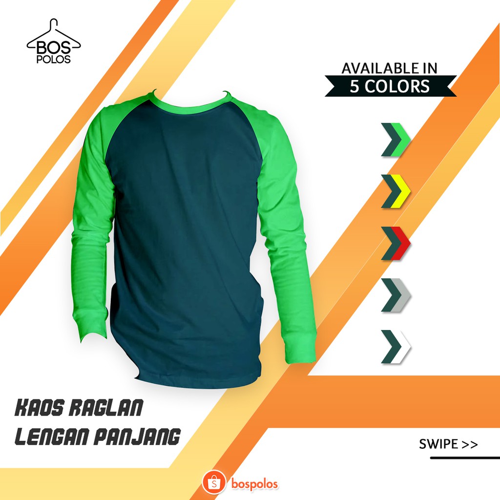 Kaos Polos Raglan Panjang Dewasa Varian Hijau Olive - Size S,M,L