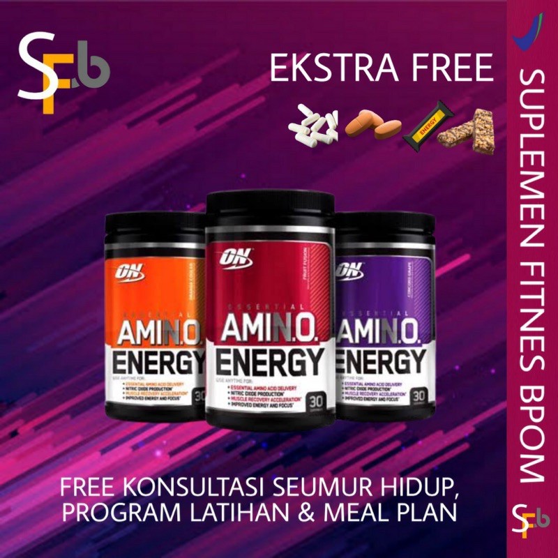 ON AMINO ENERGY OPTIMUM NUTRITION 30 SERVING BCAA POWDER SUPLEMEN FITNES KESEHATAN GYM MAKANAN