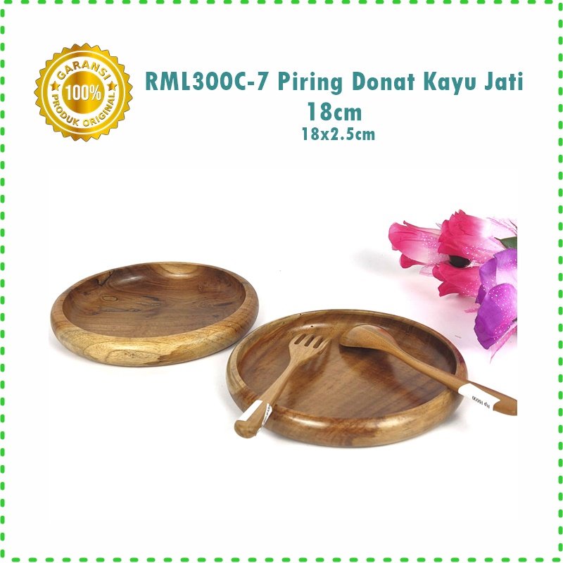 Piring Donat Bulat Kayu Jati Asli 18cm &amp; 22cm