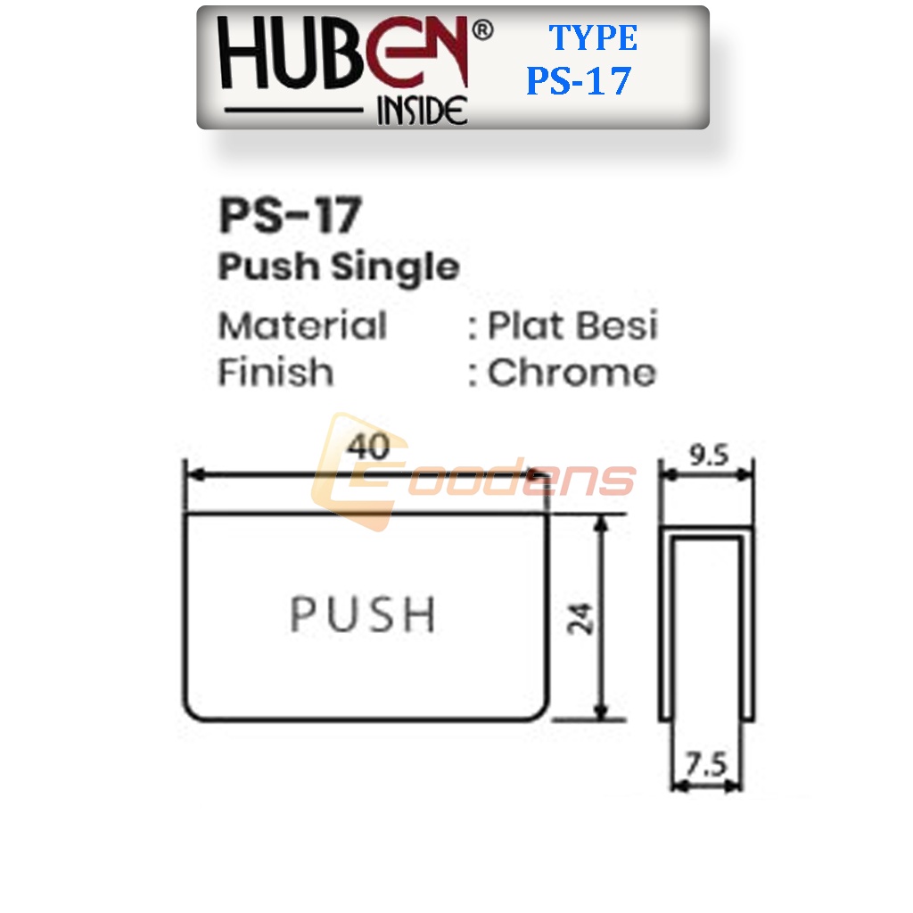Huben PS-17 Push Single plat jepit kaca