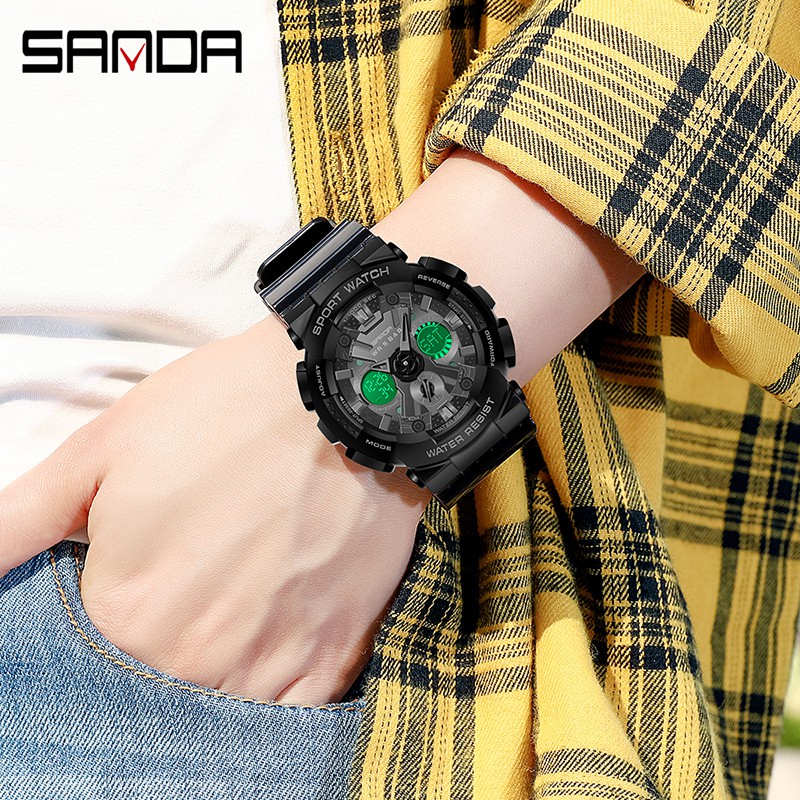 SANDA 6033 Jam Tangan Pria Digital Analog Tali Rubber Chronograph Anti Air WATCHKITE WKOS