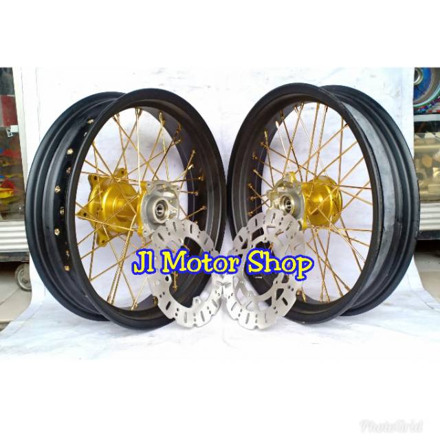 Wheelset Velg Supermoto Super Moto CRF 150 L CRF150 L WR 155 WR155 Pakai Tromol ORI pnp Free Cakram