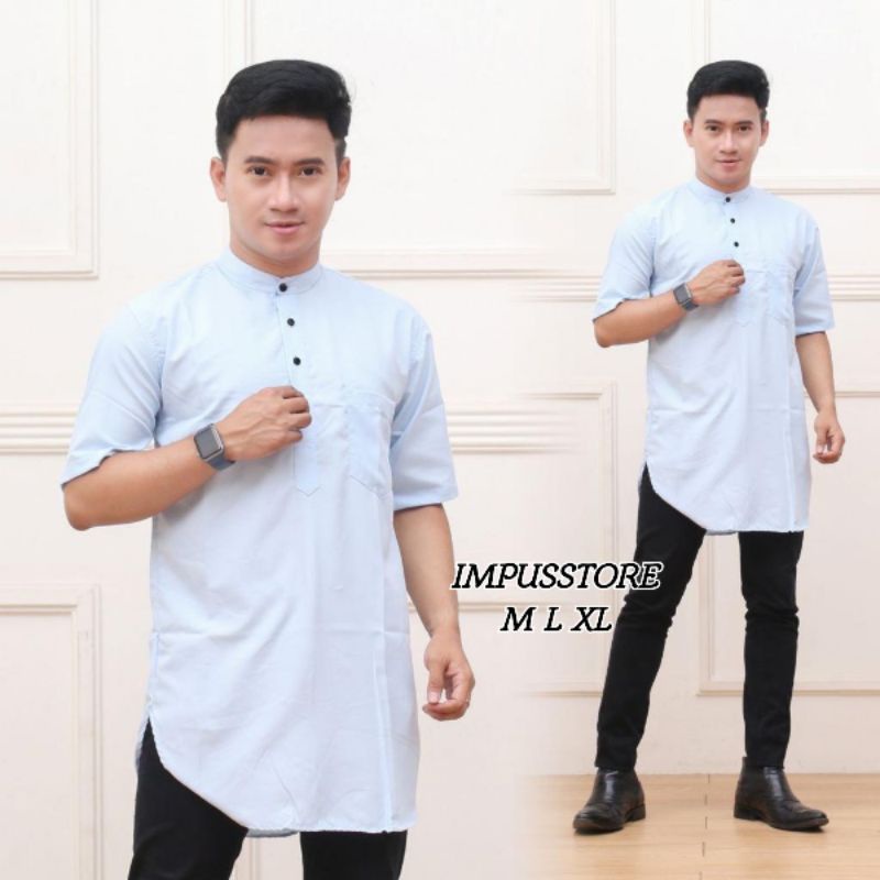 Koko Kurta Lengan Pendek Matt Katun  Adem Tebal Terlaris Ready Panjang Juga Ada by Impusstore