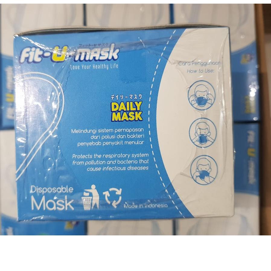 [Rekomended⭐] pl-63s MASKER FIT U MASK 3PLY EARLOOP DISPOSABLE FACE MASK ISI 50PCS.SX.11 tankss..