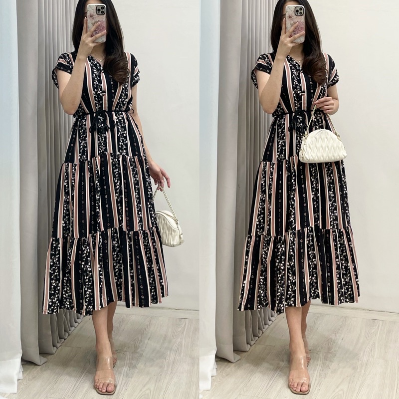 Amariel Malibu Home Dress - Daster Nyaman Adem-Mlb: Floline Black