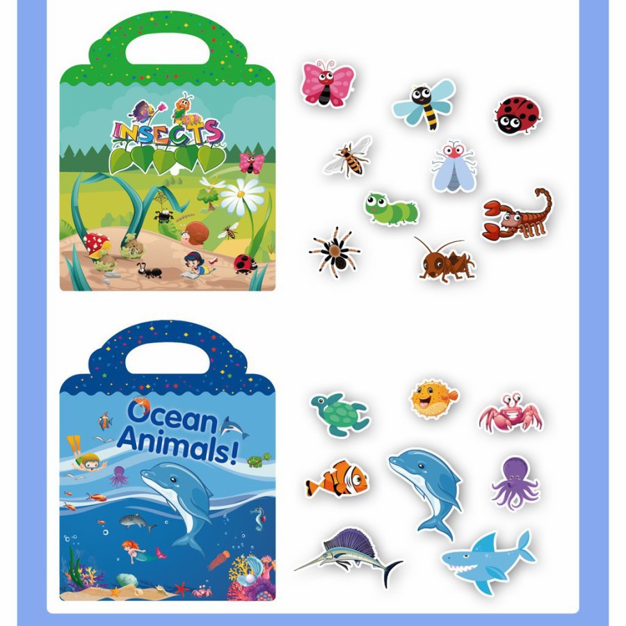 

Mainan anak edukasi - buku sticker animal - reusable sticker my body - sticker sea animal